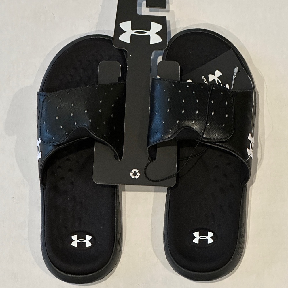 NEW Under Armour Black Unisex Ignite 7 SL Casual Flip Flop Slides Sandal
